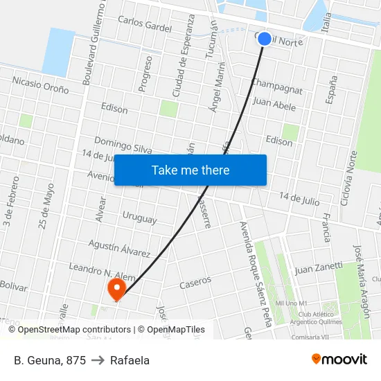 B. Geuna, 875 to Rafaela map