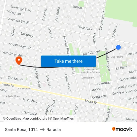 Santa Rosa, 1014 to Rafaela map