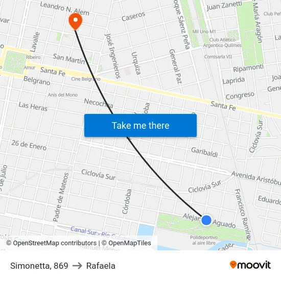 Simonetta, 869 to Rafaela map