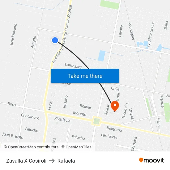 Zavalla X Cosiroli to Rafaela map