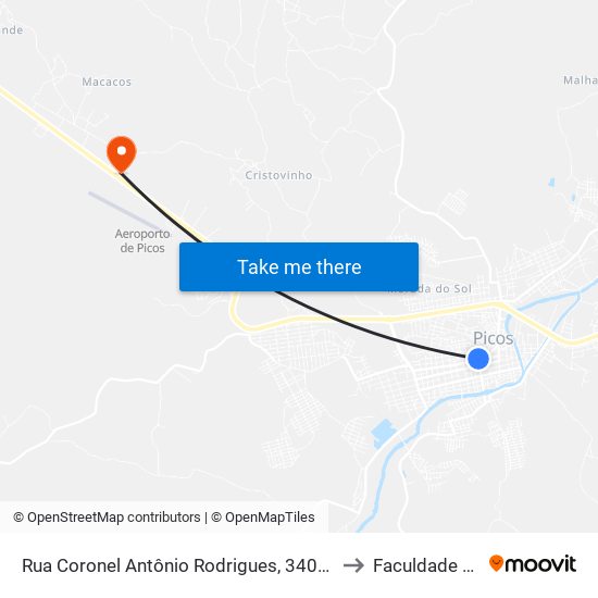 Rua Coronel Antônio Rodrigues, 340- Ki Preço to Faculdade R. Sá map