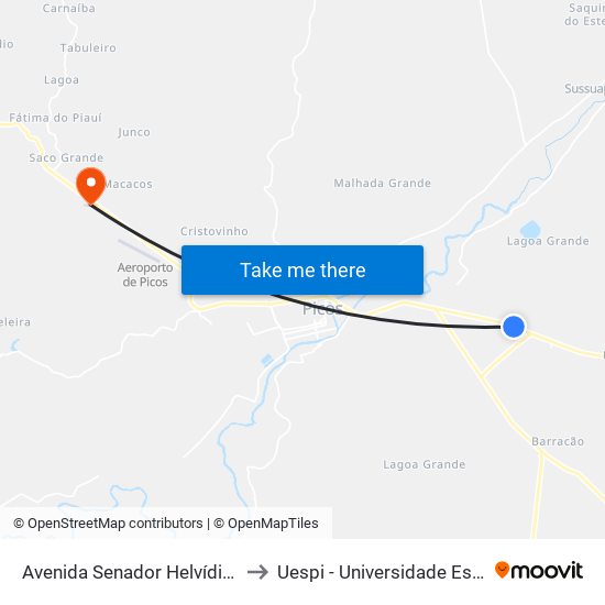 Avenida Senador Helvídio Nunes, 12799 to Uespi - Universidade Estadual Do Piauí map