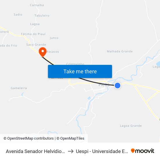 Avenida Senador Helvídio Nunes, 1745|Pivel to Uespi - Universidade Estadual Do Piauí map