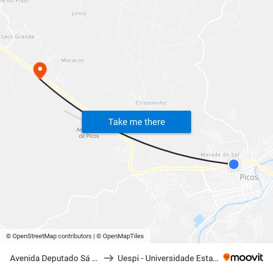 Avenida Deputado Sá Urtiga, 869a to Uespi - Universidade Estadual Do Piauí map