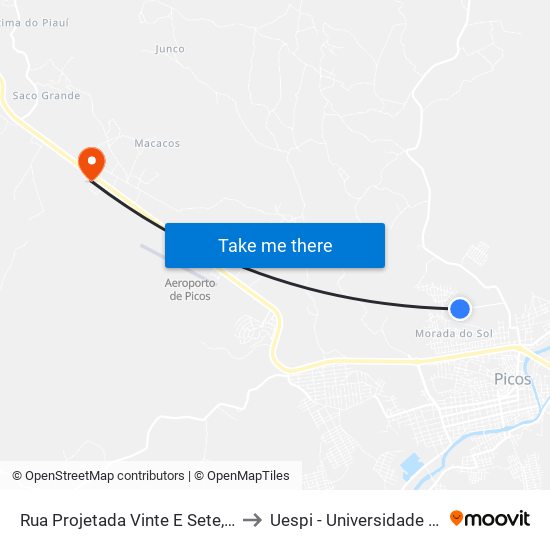 Rua Projetada Vinte E Sete, 328|Primeira Parada to Uespi - Universidade Estadual Do Piauí map