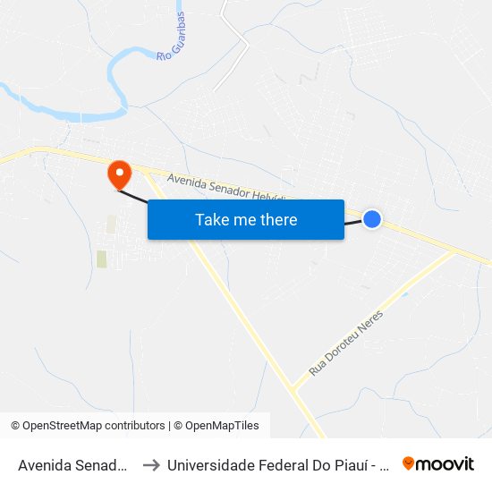 Avenida Senador Helvídio Nunes, 6003 to Universidade Federal Do Piauí - Campus Senador Helvídio Nunes De Barros map