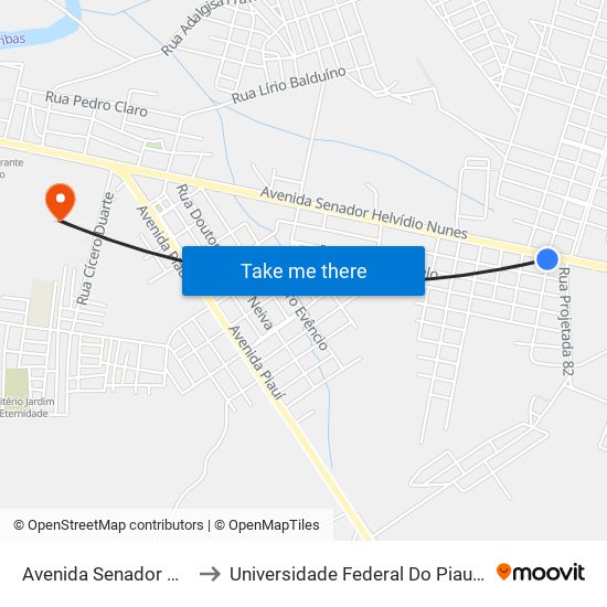 Avenida Senador Helvídio Nunes, 5614 | Conduru to Universidade Federal Do Piauí - Campus Senador Helvídio Nunes De Barros map