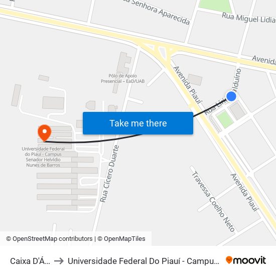 Caixa D'Água Junco to Universidade Federal Do Piauí - Campus Senador Helvídio Nunes De Barros map