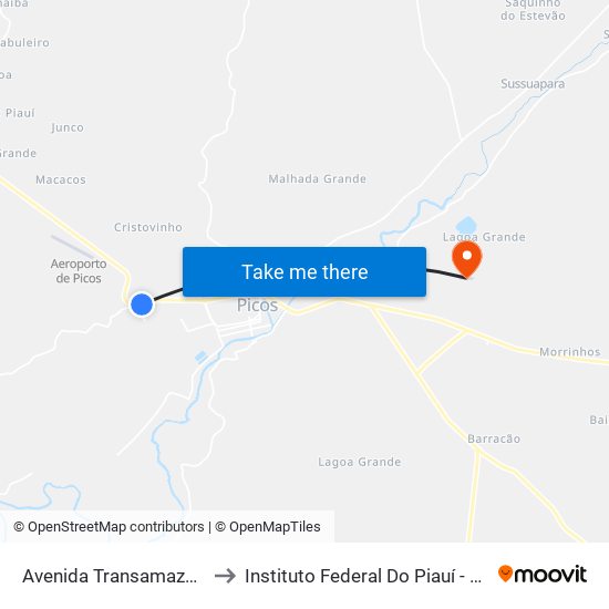 Avenida Transamazônica, 3695 to Instituto Federal Do Piauí - Campus Picos map