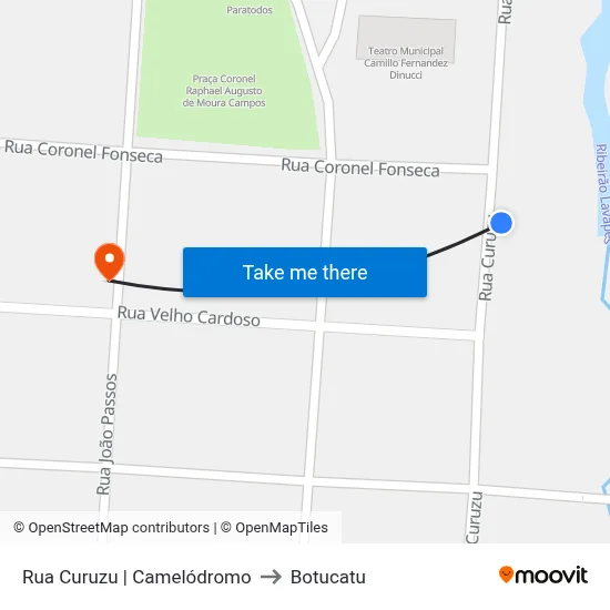 Rua Curuzu | Camelódromo to Botucatu map