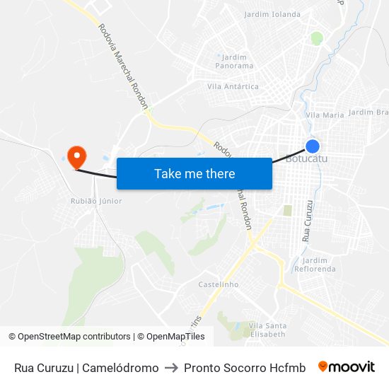 Rua Curuzu | Camelódromo to Pronto Socorro Hcfmb map