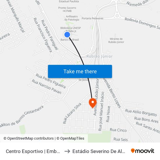 Centro Esportivo | Embarque to Estádio Severino De Almeida map