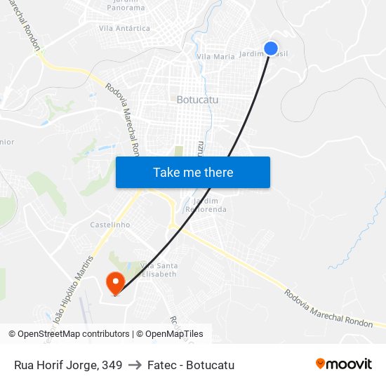 Rua Horif Jorge, 349 to Fatec - Botucatu map