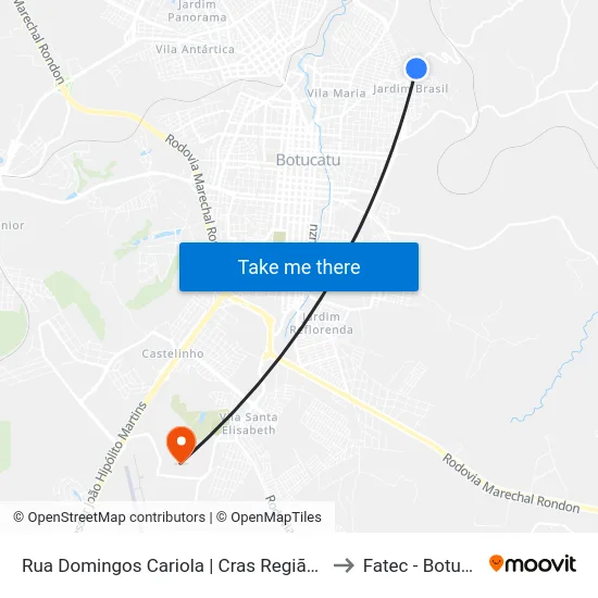 Rua Domingos Cariola | Cras Região Leste to Fatec - Botucatu map