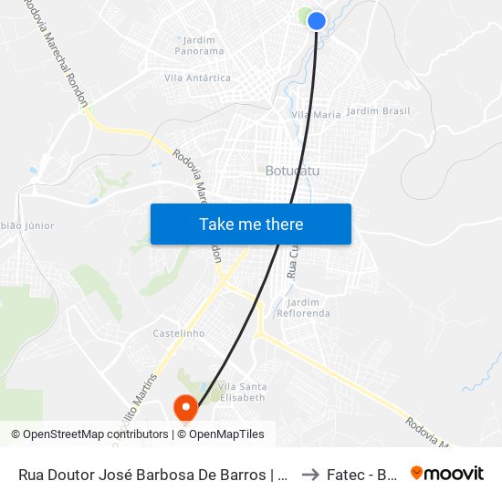 Rua Doutor José Barbosa De Barros | Residencial Araucária to Fatec - Botucatu map