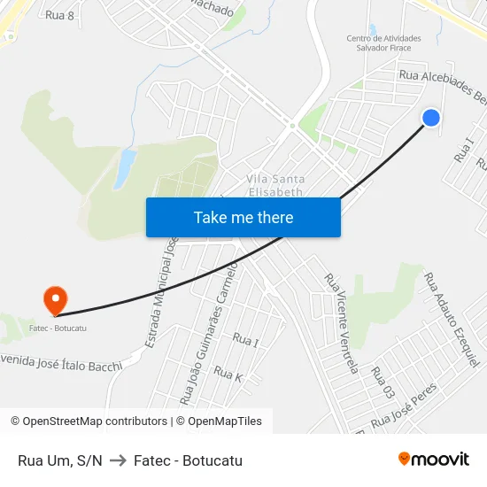 Rua Um, S/N to Fatec - Botucatu map