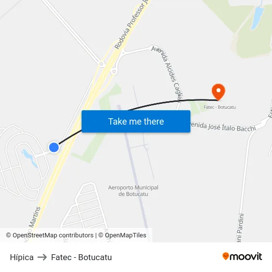 Hípica to Fatec - Botucatu map