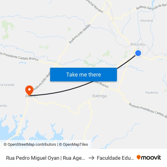 Rua Pedro Miguel Oyan | Rua Agenor Teixeira De Melo to Faculdade Eduvale Avaré map