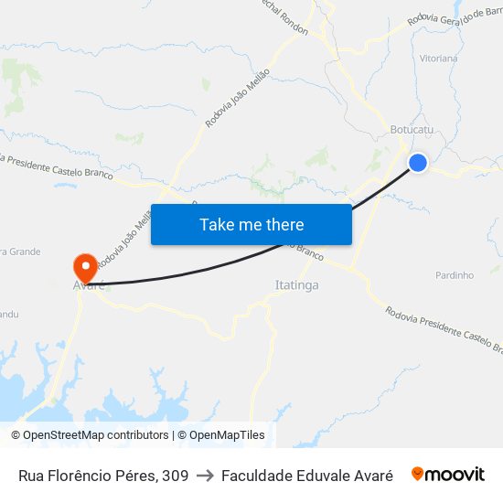 Rua Florêncio Péres, 309 to Faculdade Eduvale Avaré map