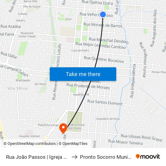 Rua João Passos | Igreja Preta to Pronto Socorro Municipal map