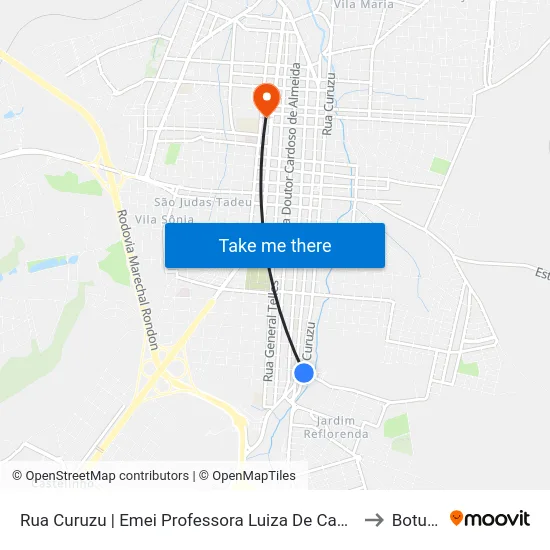 Rua Curuzu | Emei Professora Luiza De Campos Avellar Pires to Botucatu map