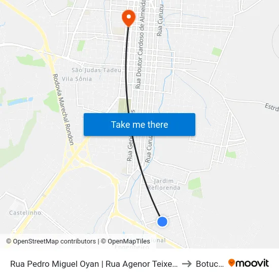 Rua Pedro Miguel Oyan | Rua Agenor Teixeira De Melo to Botucatu map