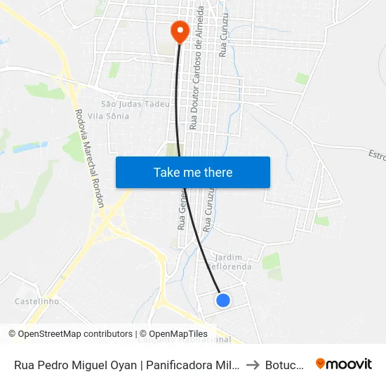 Rua Pedro Miguel Oyan | Panificadora Milênio to Botucatu map