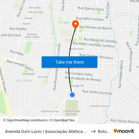 Avenida Dom Lúcio | Associação Atlética Botucatuense to Botucatu map