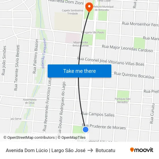 Avenida Dom Lúcio | Largo São José to Botucatu map