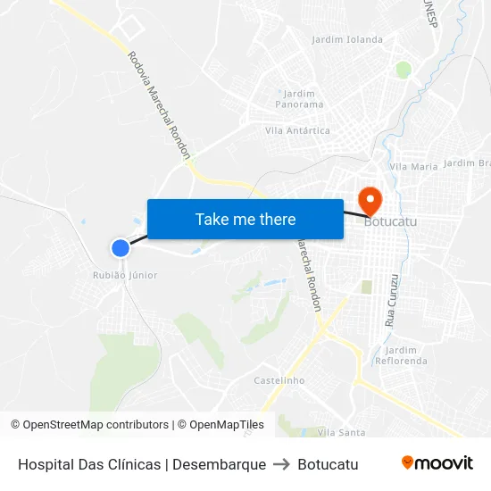 Hospital Das Clínicas | Desembarque to Botucatu map