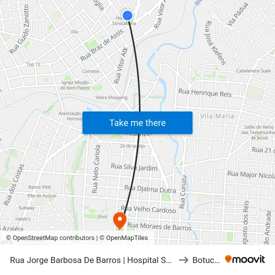 Rua Jorge Barbosa De Barros | Hospital Sorocabana to Botucatu map
