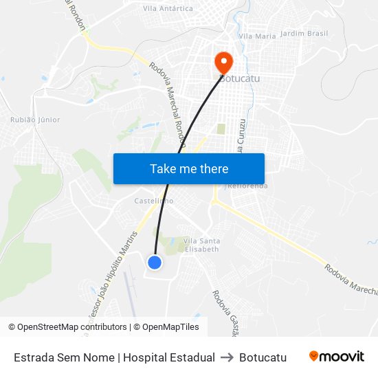 Estrada Sem Nome | Hospital Estadual to Botucatu map