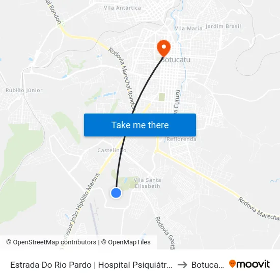Estrada Do Rio Pardo | Hospital Psiquiátrico to Botucatu map