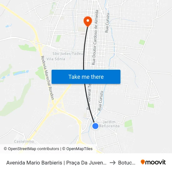 Avenida Mario Barbieris | Praça Da Juventude to Botucatu map