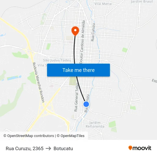 Rua Curuzu, 2365 to Botucatu map