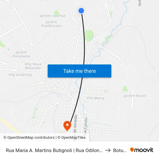 Rua Maria A. Martins Butignoli | Rua Odilon Prado Cassettari to Botucatu map