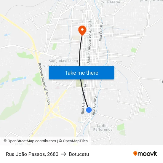 Rua João Passos, 2680 to Botucatu map