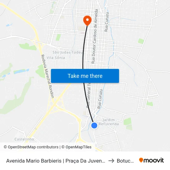 Avenida Mario Barbieris | Praça Da Juventude to Botucatu map
