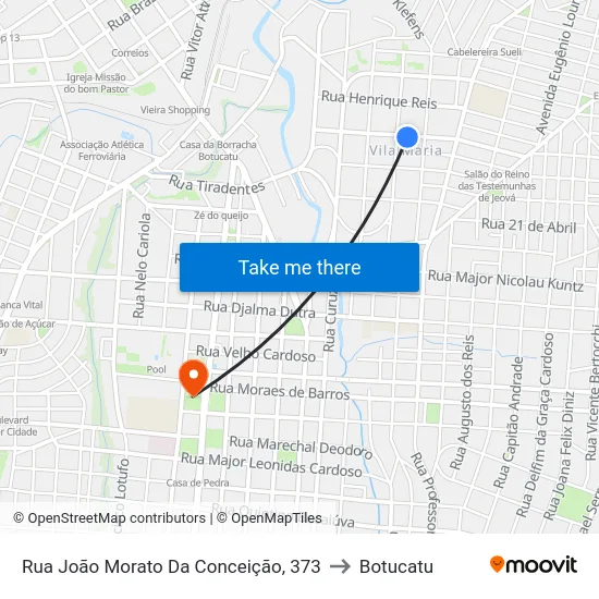 Rua João Morato Da Conceição, 373 to Botucatu map
