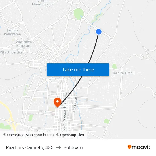 Rua Luís Carnieto, 485 to Botucatu map