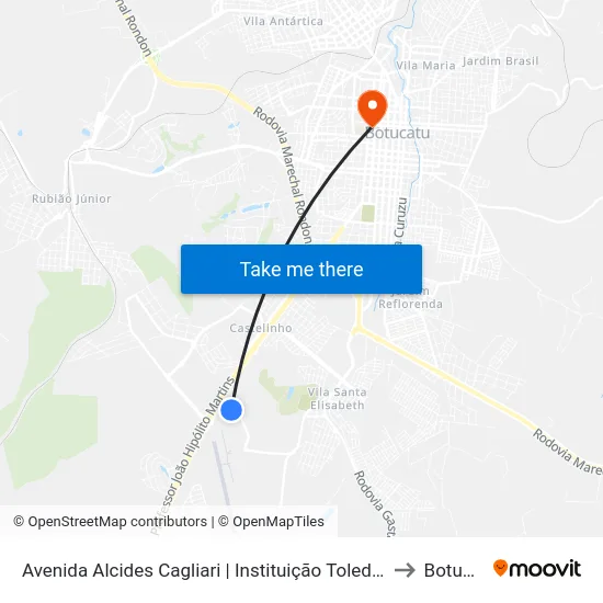 Avenida Alcides Cagliari | Instituição Toledo De Ensino to Botucatu map