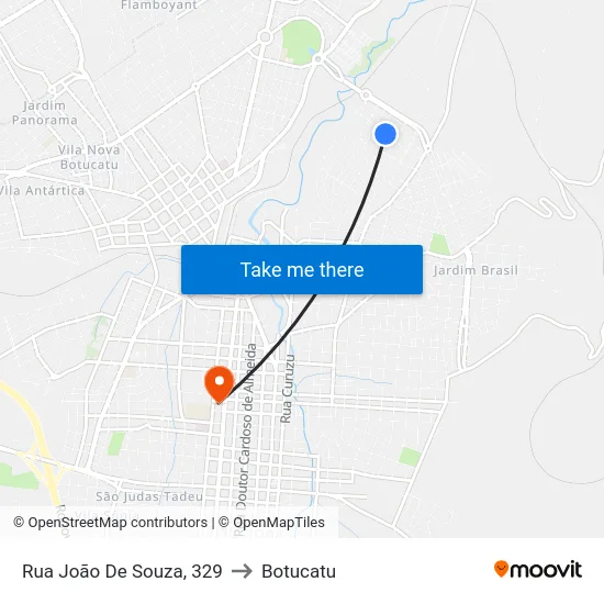 Rua João De Souza, 329 to Botucatu map