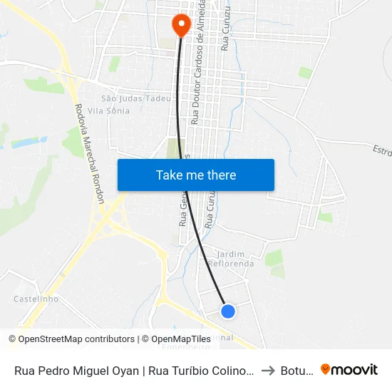 Rua Pedro Miguel Oyan | Rua Turíbio Colinoeixeira De Melo, 201 to Botucatu map