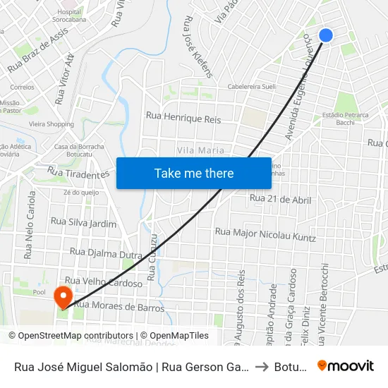 Rua José Miguel Salomão | Rua Gerson Garavelo Faidiga to Botucatu map