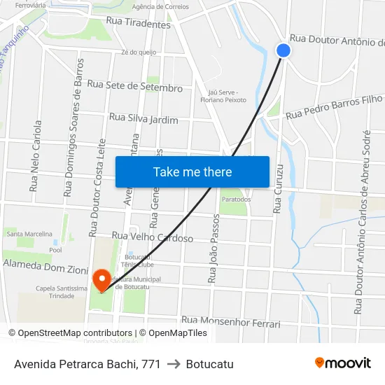 Avenida Petrarca Bachi, 771 to Botucatu map