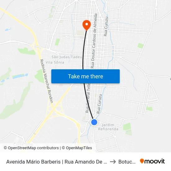 Avenida Mário Barberis | Rua Amando De Barros to Botucatu map