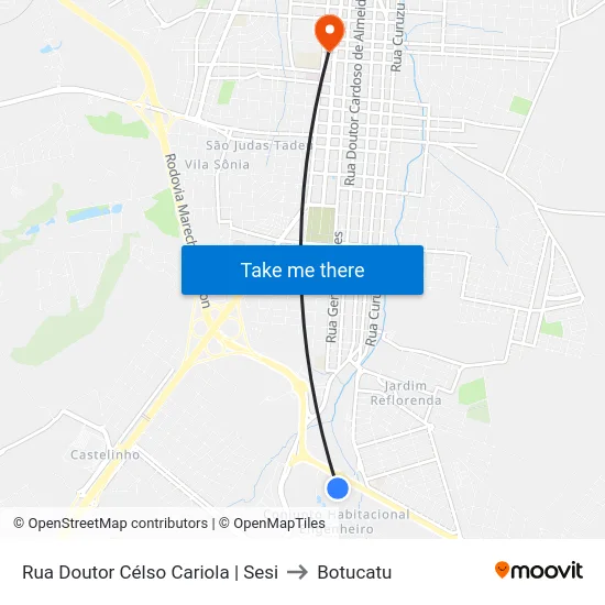 Rua Doutor Célso Cariola | Sesi to Botucatu map