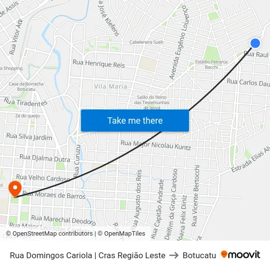 Rua Domingos Cariola | Cras Região Leste to Botucatu map
