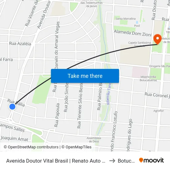 Avenida Doutor Vital Brasil | Renato Auto Service to Botucatu map