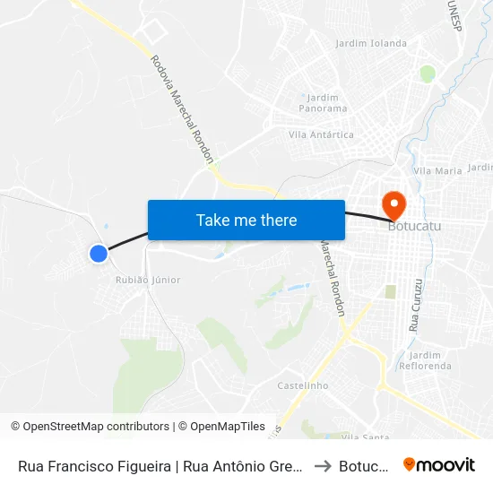 Rua Francisco Figueira | Rua Antônio Gregório to Botucatu map